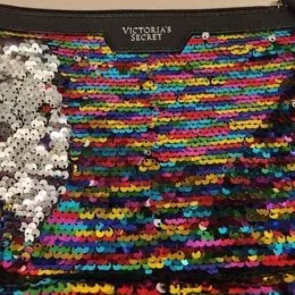 Victoria's Secret Sequin Make up Bag Colorful Travel Clutch NEW - Picture 2 of 6